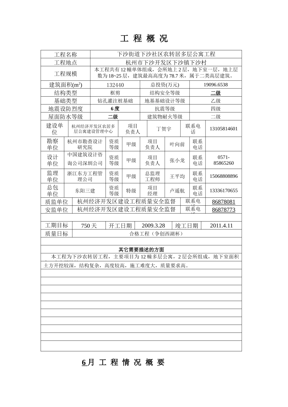 下沙街道下沙社区农转居多层公寓工程月报001_第2页