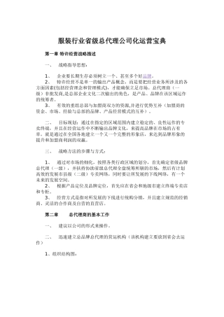 服装行业省级总代理公司化运营宝典(DOC31页)