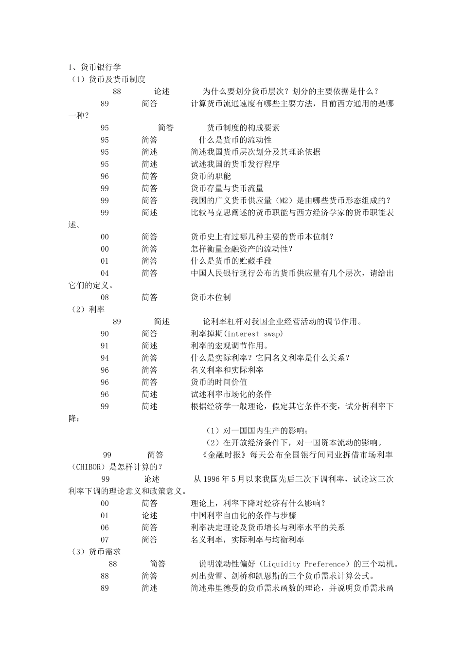 五道口金融学 复试 真题分类_第1页