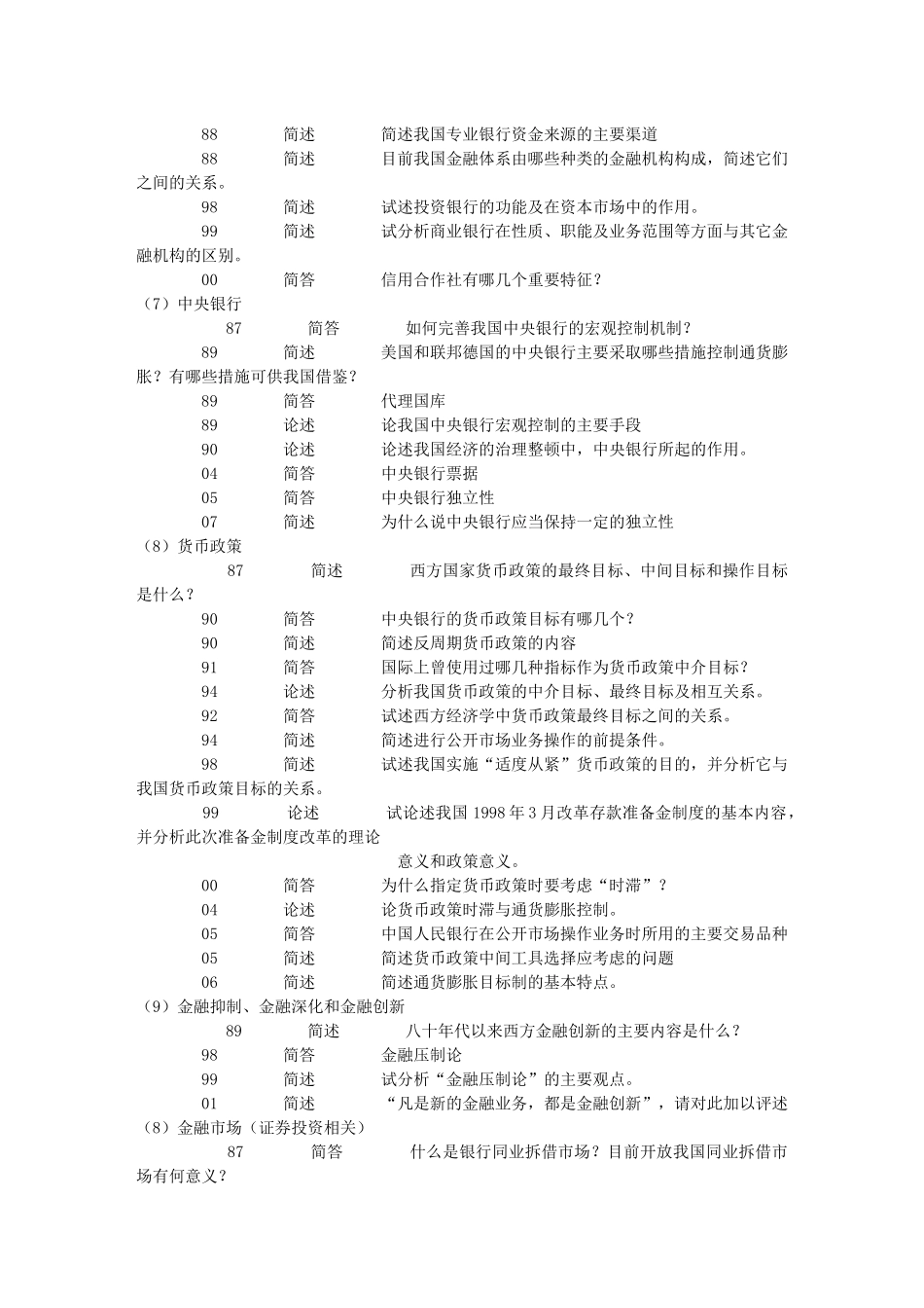 五道口金融学 复试 真题分类_第3页