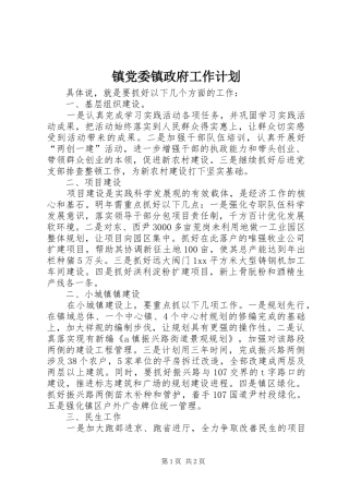镇党委镇政府工作计划 