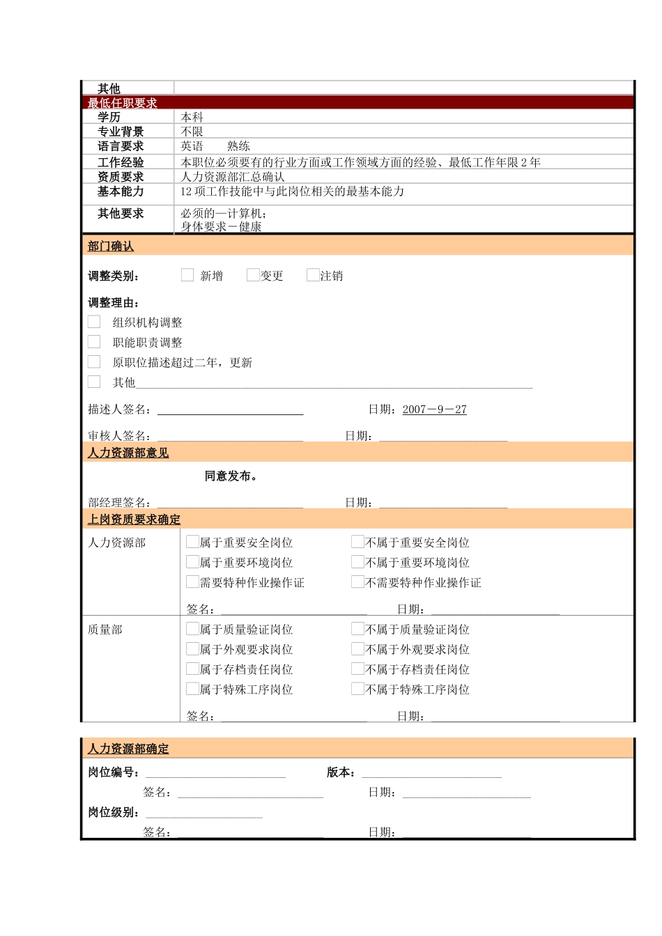 某大型电子公司物流部计调主管职位说明书_第2页