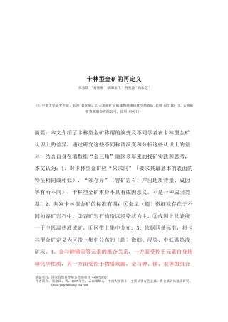 试论卡林型金矿的再定义