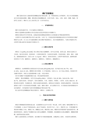 中国矿情磷矿石资源概述