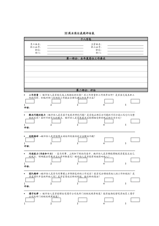 医药行业-岗位表现评估表