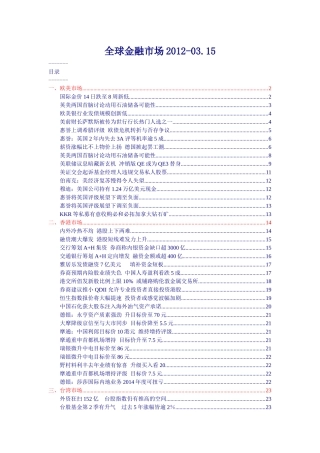 全球金融市场0315