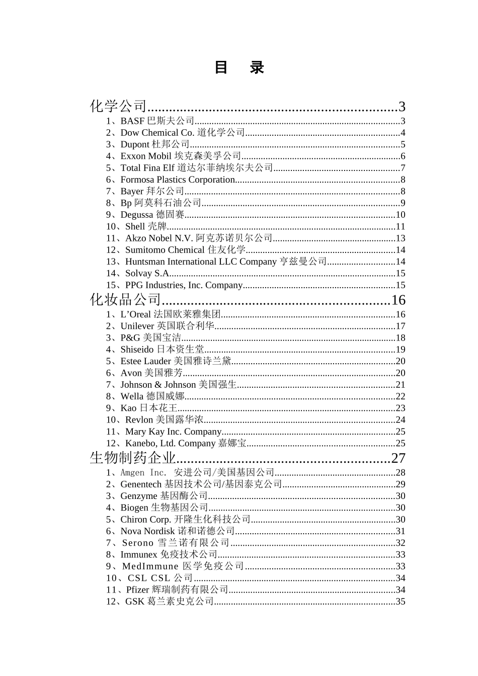全球知名化工制造业企业信息汇编_第2页