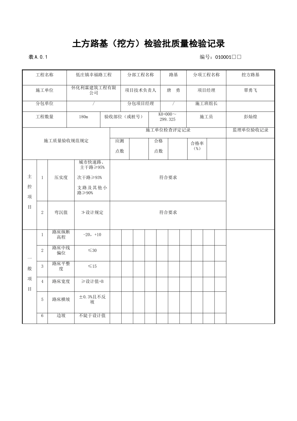 道路工程检验批(DOC43页)_第1页