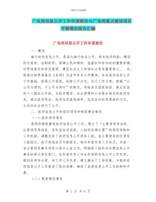 广电局讯息公开工作年度报告与广电局重点建设项目开展情况报告汇编