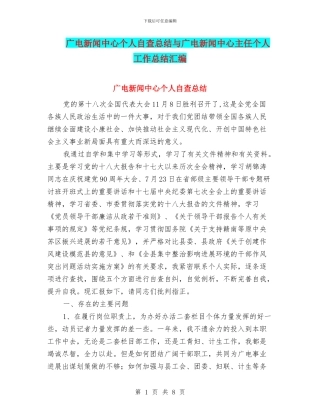 广电新闻中心个人自查总结与广电新闻中心主任个人工作总结汇编