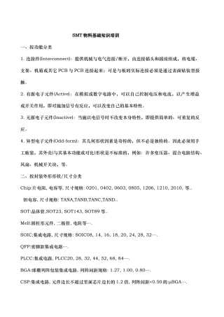 SMT物料基础知识培训