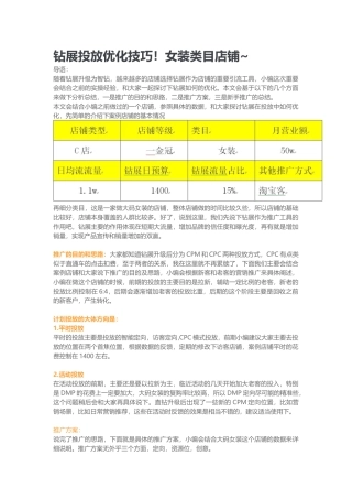 钻展投放优化技巧女装类目店铺(DOC6页)