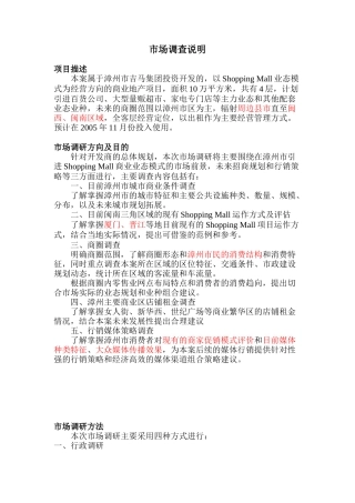 漳州吉马ShoppingMall商业地产项目市调报告