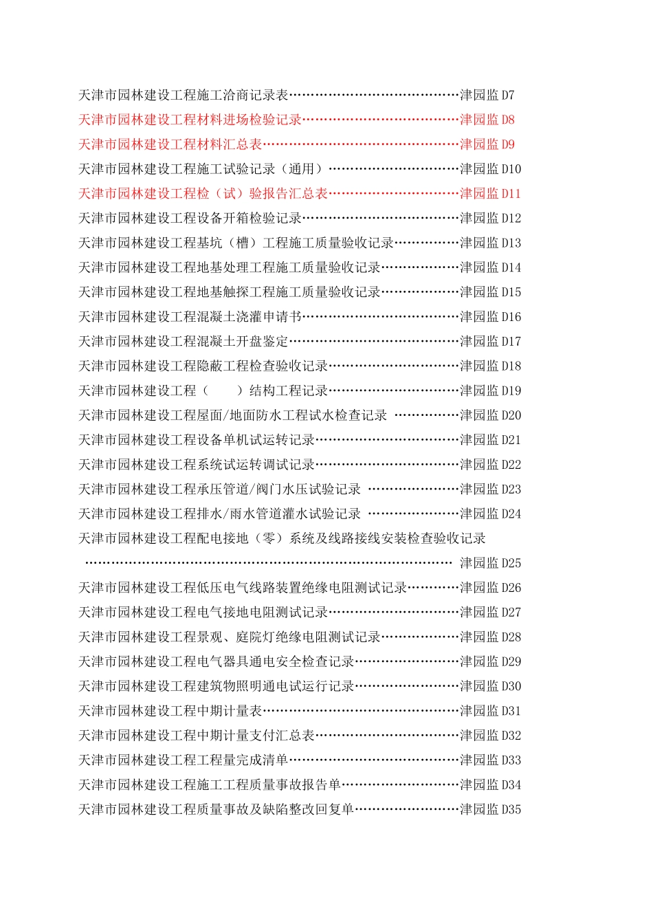 表格Y==天津市园林建设工程资料用表-和目录_第3页
