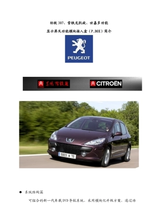标致307、雪铁龙凯旋、世嘉多功能显示屏及功能模块接入盒（P