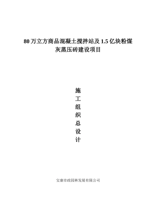 粉煤灰蒸压砖建设项目施工组织总设计概述