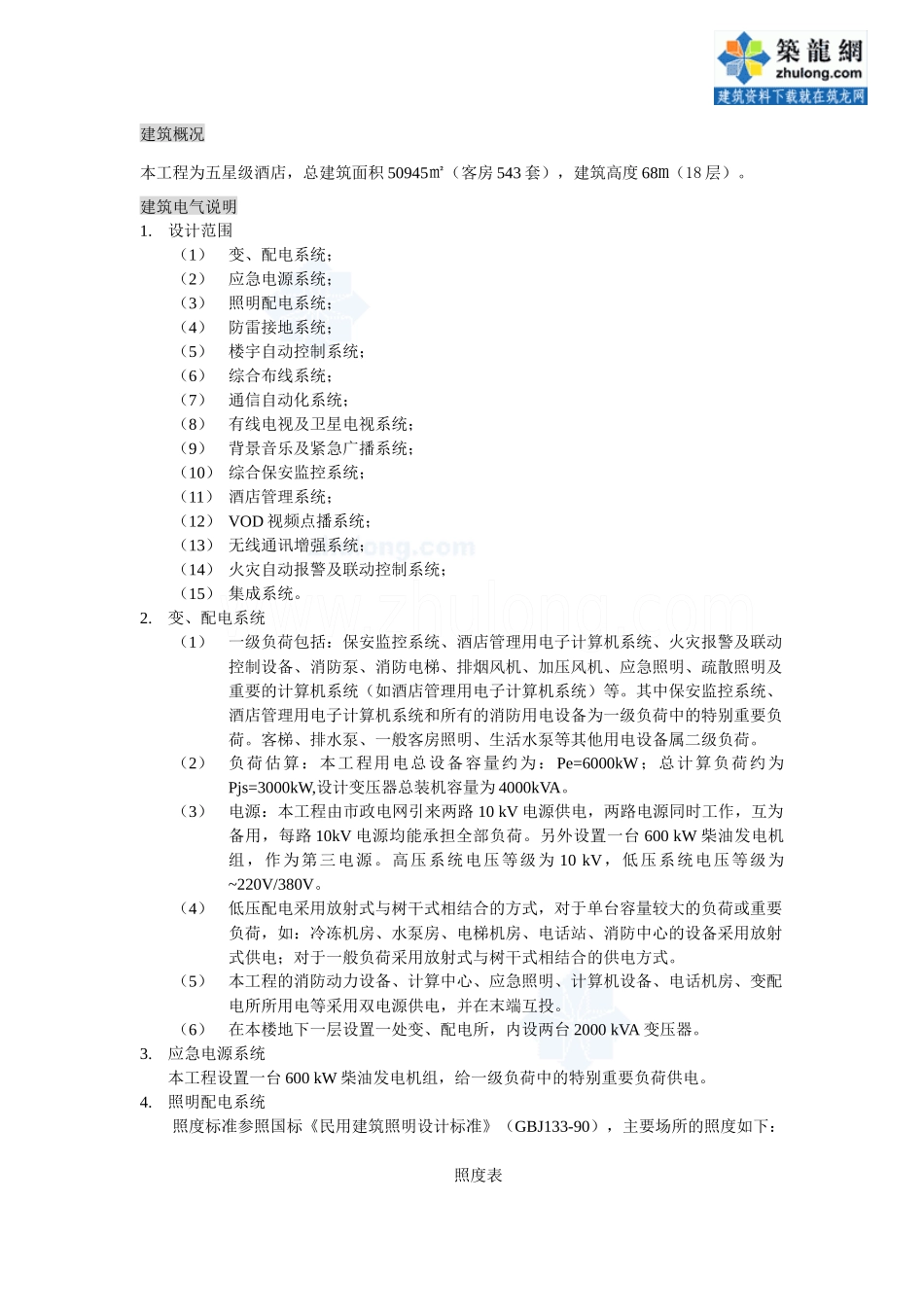 某酒店建筑电气方案设计_secret_第1页