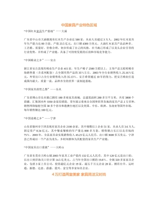 中国家具产业特色区域