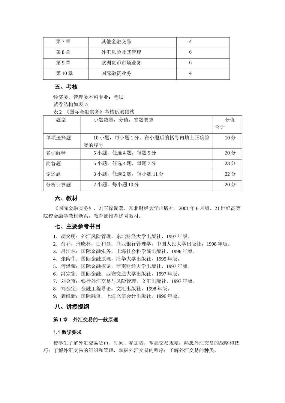 《国际金融实务》教学大纲_第2页