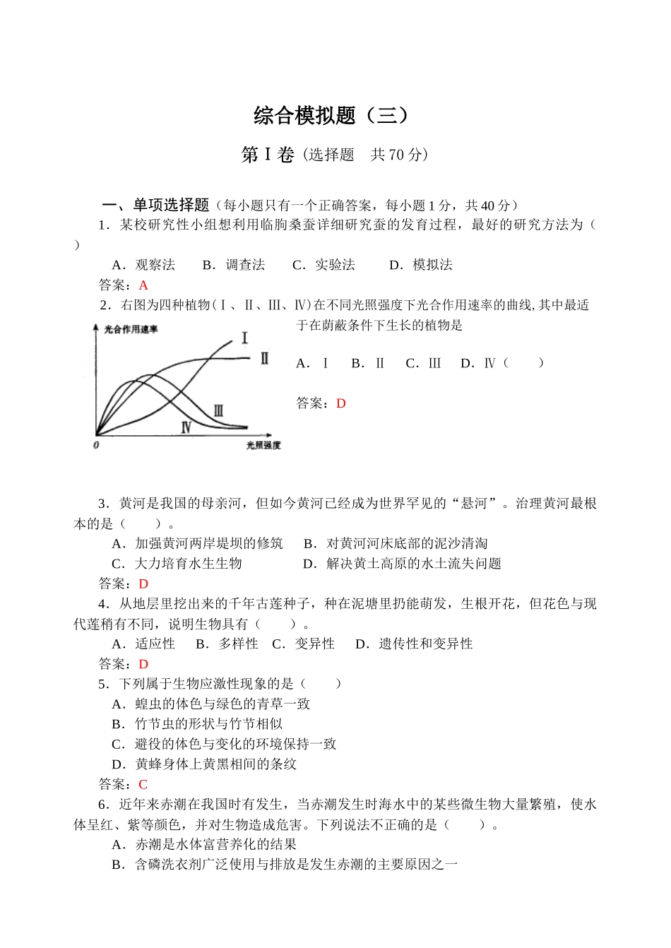 专题二生物圈中的绿色植物_第1页