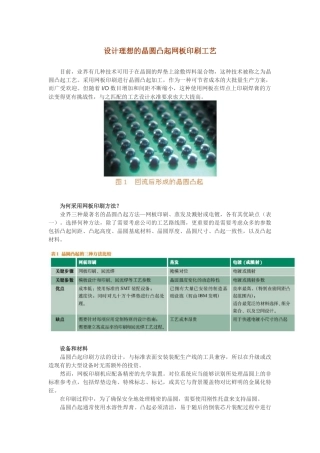 设计理想的晶圆凸起网板印刷工艺