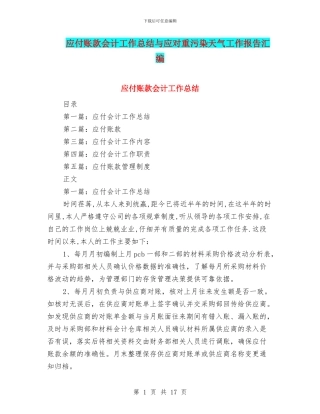 应付账款会计工作总结与应对重污染天气工作报告汇编