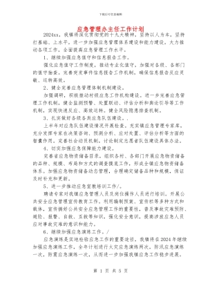 应急管理办主任工作计划