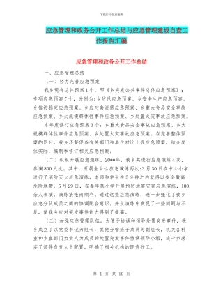 应急管理和政务公开工作总结与应急管理建设自查工作报告汇编