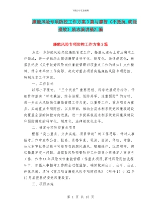廉能风险专项防控工作方案3篇与廖智《不抵抗