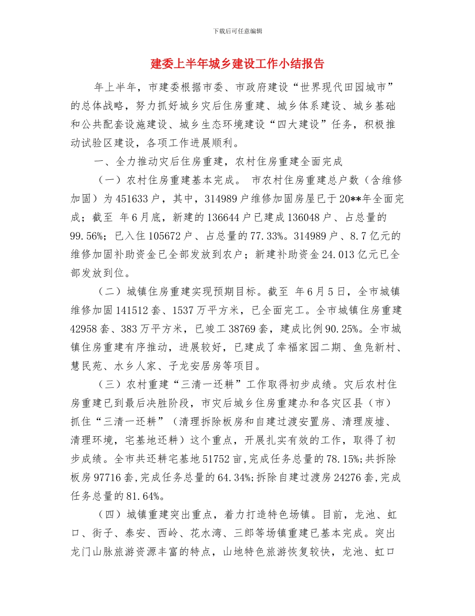 建国六十一周年演讲稿与建委上半年城乡建设工作小结报告汇编_第3页