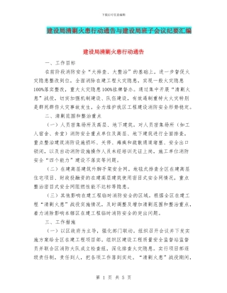建设局清剿火患行动通告与建设局班子会议纪要汇编