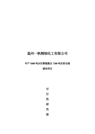 某精细化工有限公司可行性报告