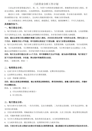 餐饮单店(连锁店)营业分析计划(DOC9页)