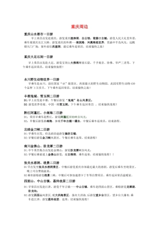 重庆周边热门旅游地点