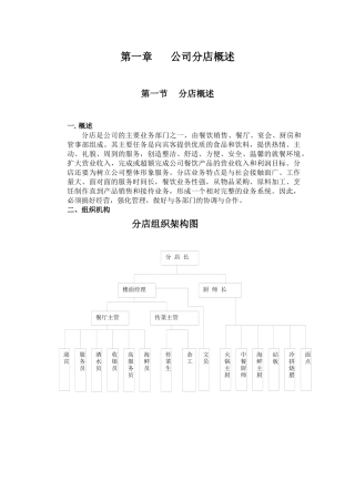 酒店分店岗位职责