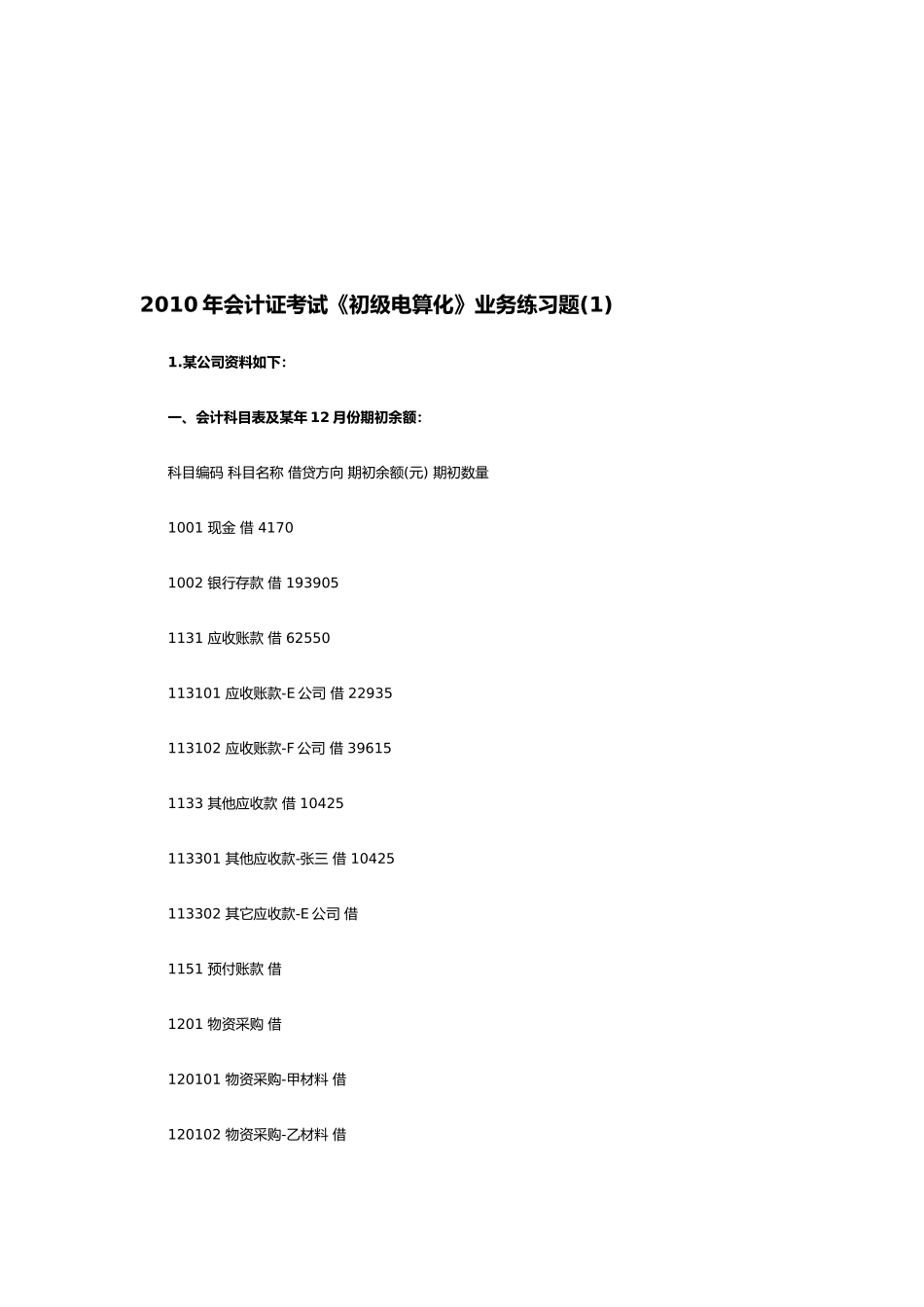 《初级电算化》练习题_第1页