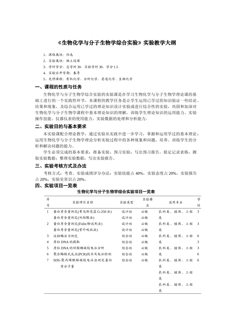 《化工原理》实验教学大纲_第1页