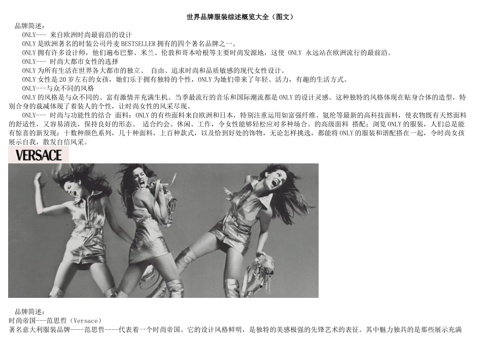 世界品牌服装综述概览大全_第1页
