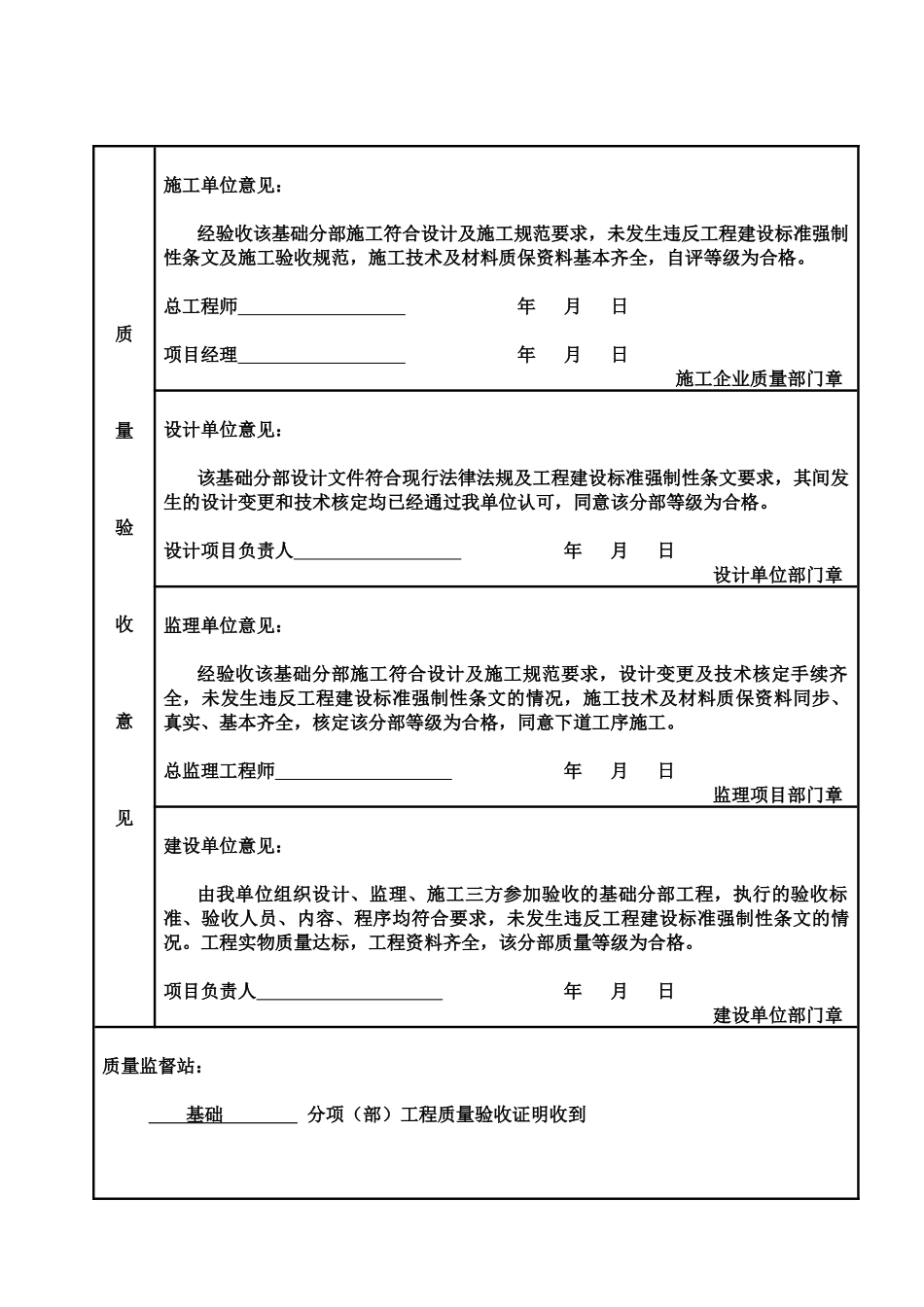分项、分部工程质量验收证明书_第2页