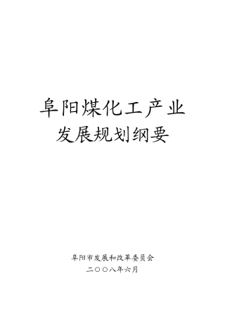 阜阳煤化工产业整体发展规划
