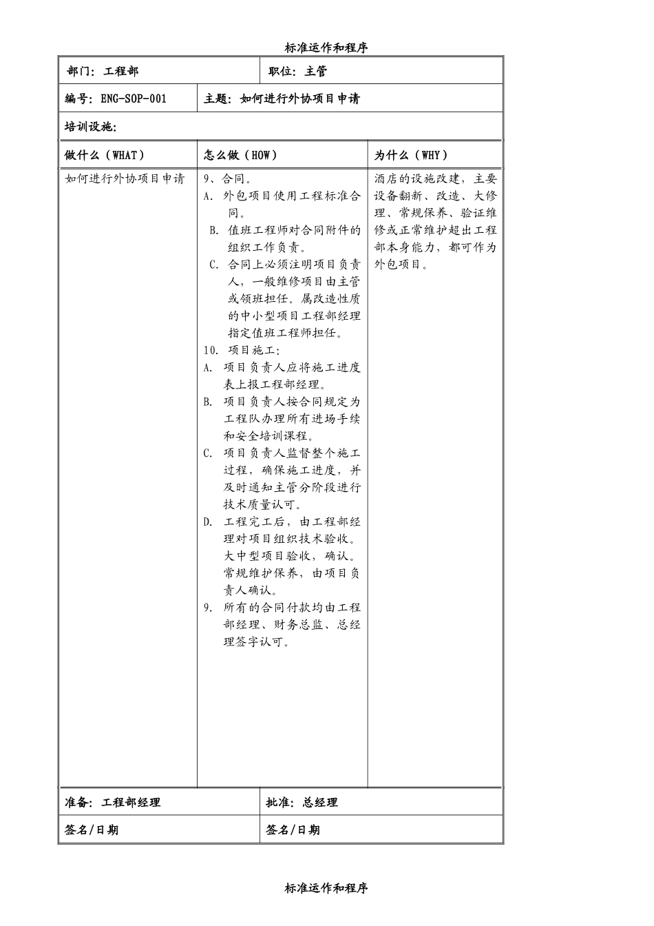 SOP某知名酒店工程部标准运作和程序_第2页