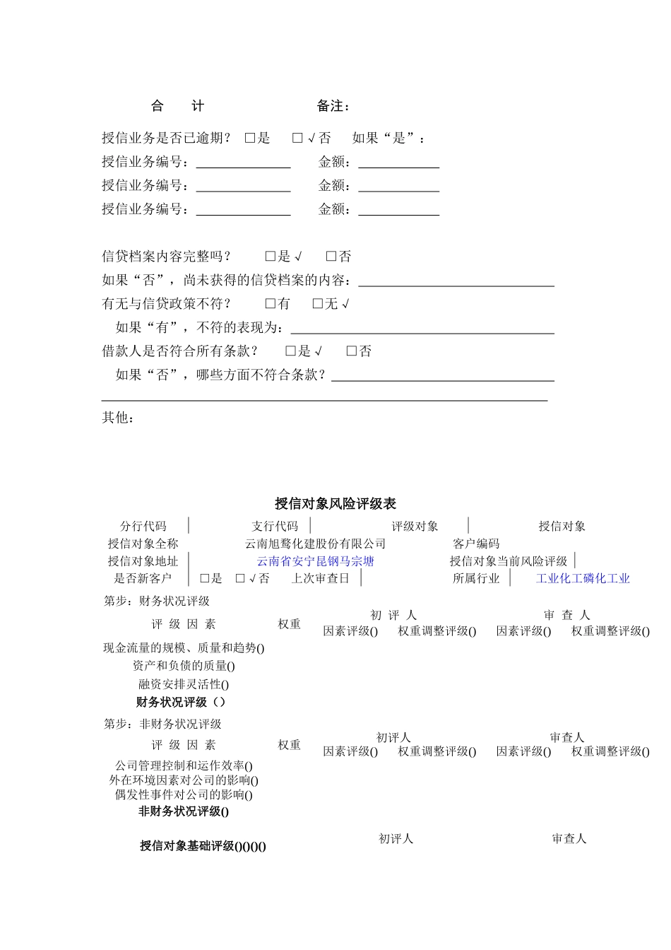 交通银行昆明分行客户授信申请书_第3页