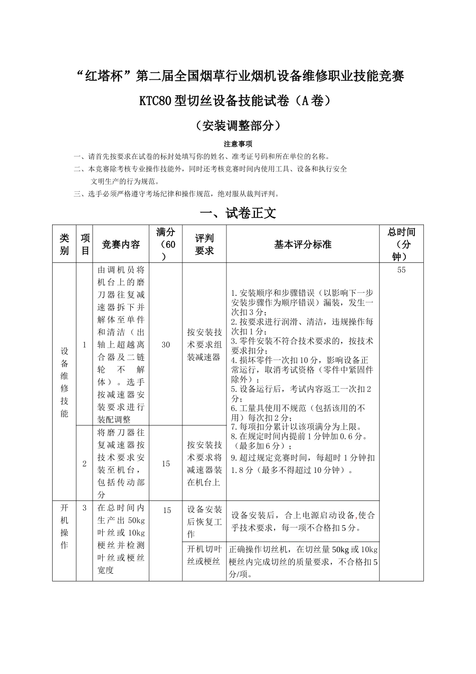 烟草行业职业技能鉴定试卷_第1页