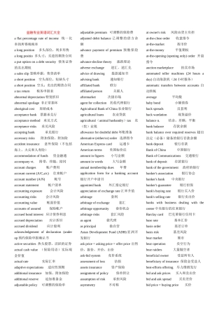 金融专业英语单词