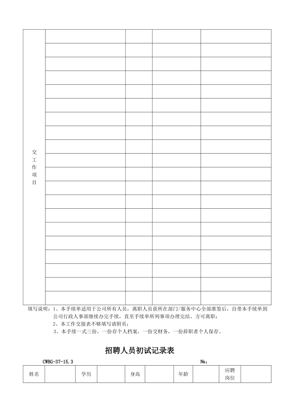 万怡渝能物业管理HR范本表格分析_第3页