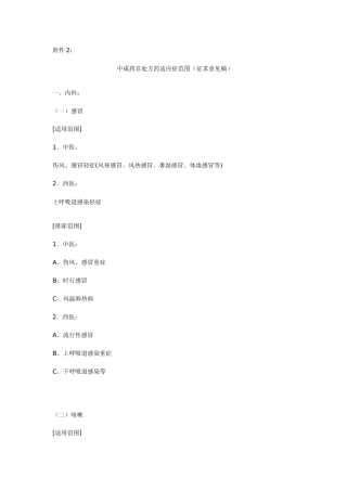 中成药非处方药适应症范围(征求意见稿)