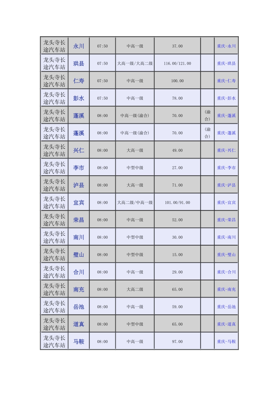 龙头寺长途汽车站时刻表_第3页