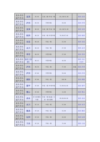 龙头寺长途汽车站时刻表
