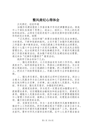 整风肃纪心得体会