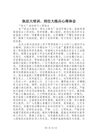 执法大培训、岗位大练兵心得体会